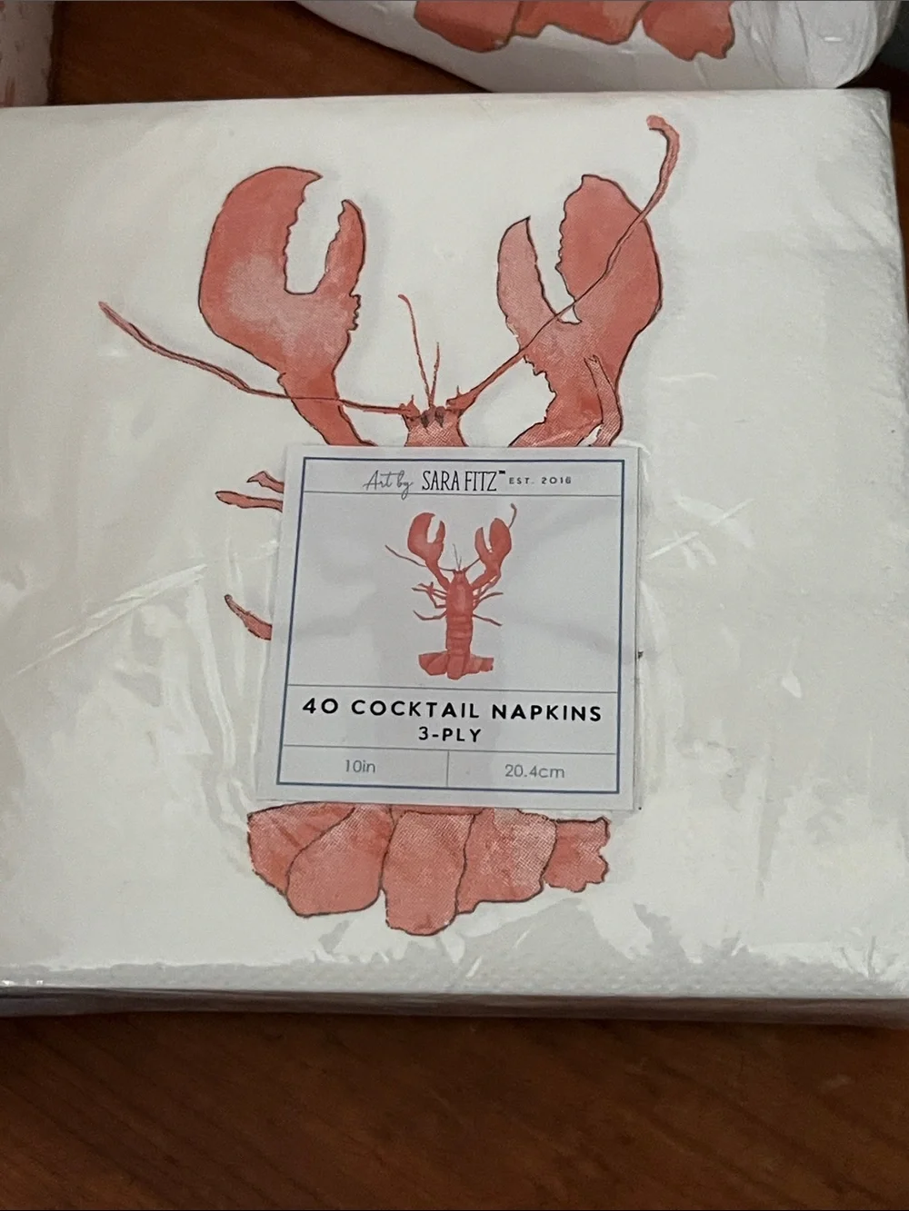 Lobster Themed Party Set - Coral & White Plates, Napkins, Popcorn Containers